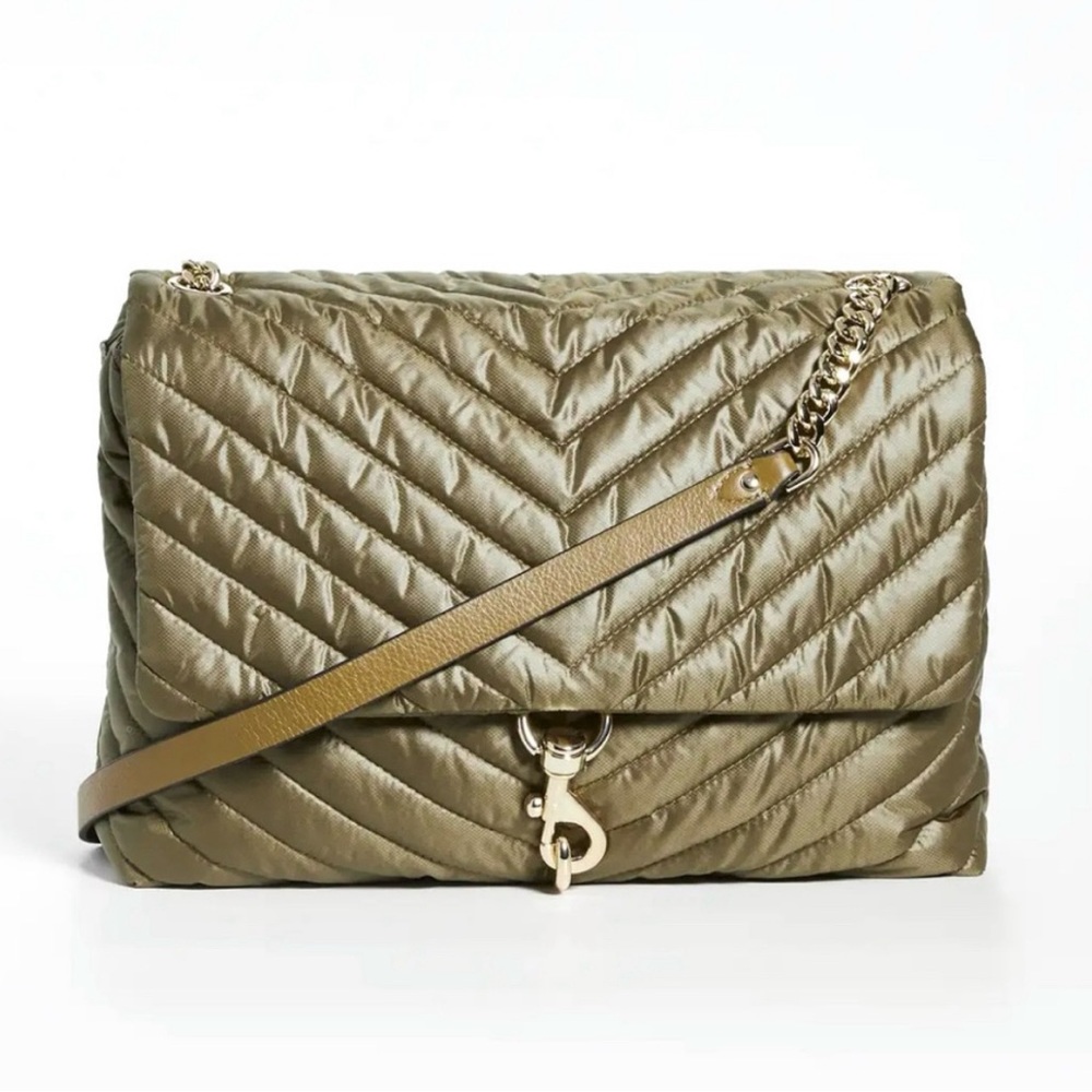 Rebecca Minkoff Edie Nylon Flap Jumbo Bag in olive green